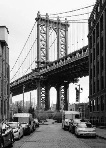 Манхэттенский Мост Улица Вашингтон Дамбо Бруклин Нью Йорк — стоковое фото