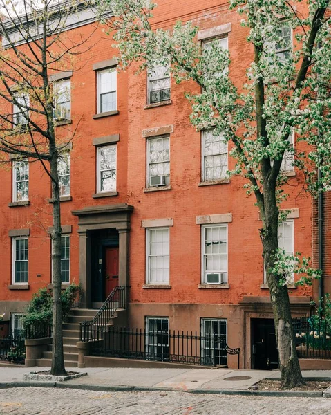 纽约布鲁克林区布鲁克林高地Joralemon街的砖头住宅 — 图库照片