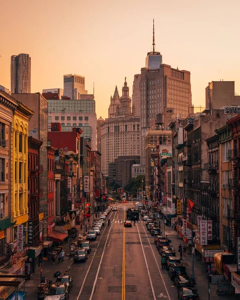 이스트 사이드에 맨해튼 다리에서 바라본 파이낸셜 디스트릭트의 이스트 사이드와 스카이라인 — 스톡 사진