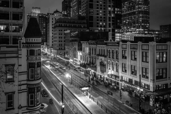 Cityscape View Main Street Night Houston Texas — Stock Photo, Image