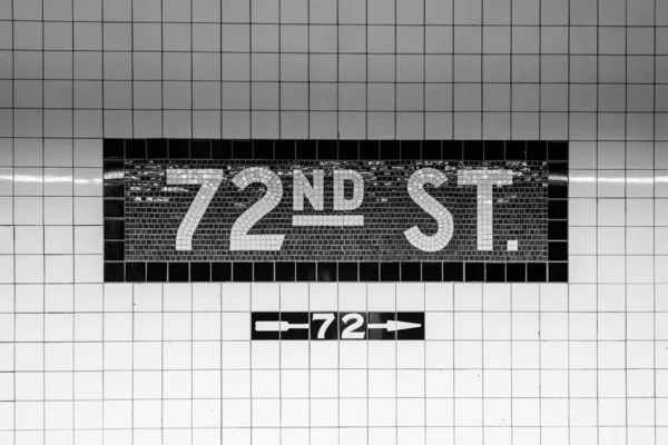 72Nd Street Subway Sign Upper West Side Manhattan Nova Iorque — Fotografia de Stock