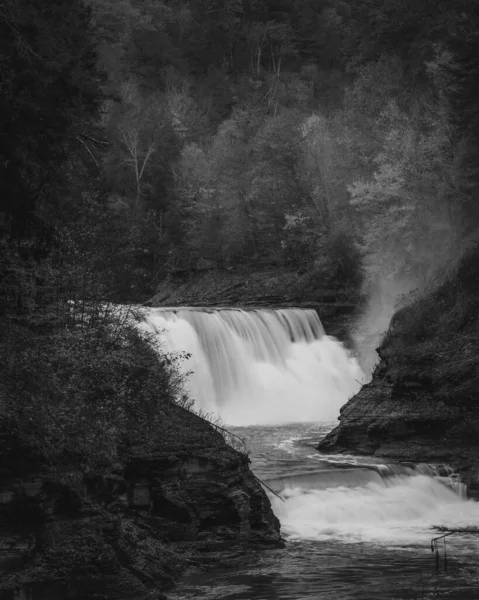 Lower Falls Avec Couleur Automne Letchworth State Park Dans Ouest — Photo