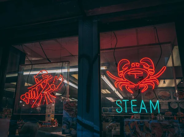 Steamed Lobster Neon Sign Inwood Manhattan New York City — Stock Photo, Image