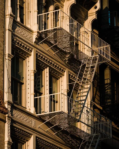 Architectural Details Fire Escapes Soho Manhattan New York City — Stock Photo, Image