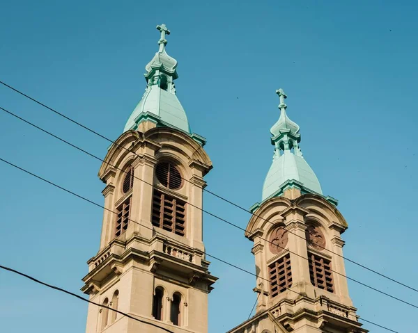 Steeples Resurrection Roman Catholic Parish Cambria City Historic District Johnstown — Stock Photo, Image