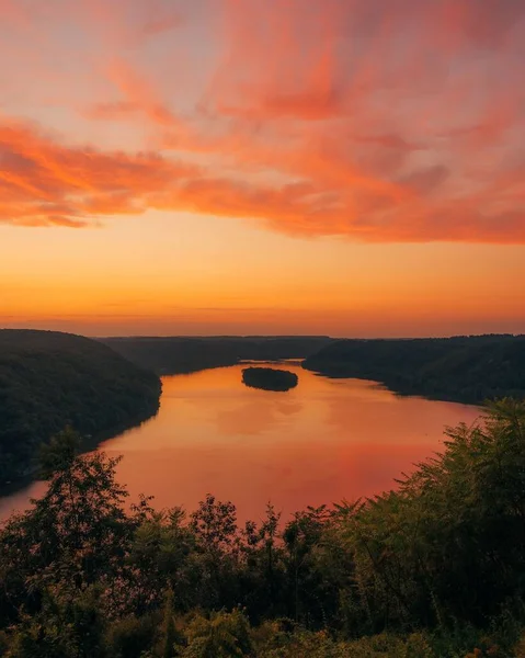 Solnedgång Över Susquehanna Floden Från Pinnacle Overlook Holtwood Lancaster County — Stockfoto