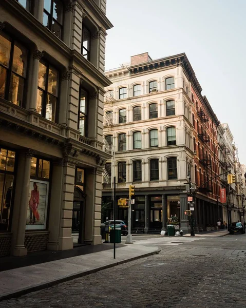 Edifícios Ruas Paralelepípedos Soho Manhattan Nova Iorque — Fotografia de Stock
