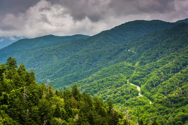 Vista dramática das Montanhas Apalaches de Newfound Gap Roa — Fotografia de Stock