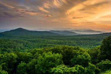 gün batımında, appalachian Dağları blue ridge pa gördüm