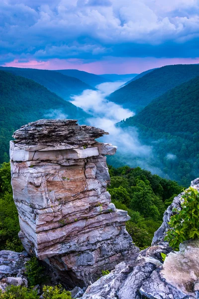 Niebla en el Cañón Blackwater al atardecer, vista desde Lindy Point, B —  Fotos de Stock