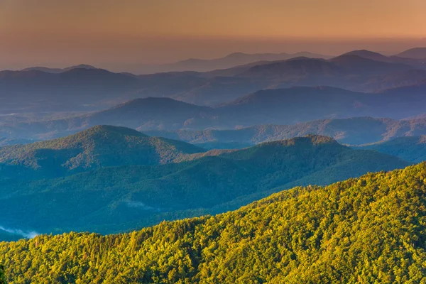 Layers of the Blue Ridge Mountains at sunrise, seen from the Blu — Stock Photo, Image