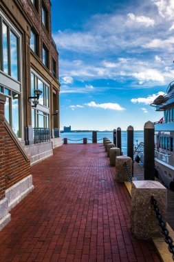 tuğla geçit boyunca waterfront rowes wharf, boston, Massa