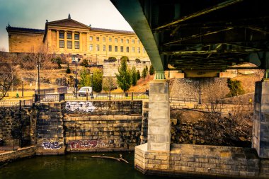 schuylkill Nehri ve philadelp sanat müzesinde üzerinde köprü