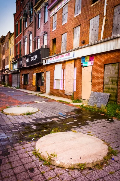 Eski Şehir Merkezi, baltimore, maryland terkedilmiş Vitrin camekanlar. — Stok fotoğraf