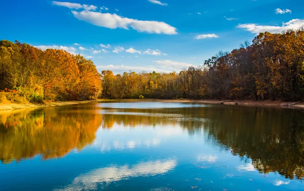 Cor do outono em Lake Marburg, Codorus State Park, Pensilvânia . — Fotografia de Stock