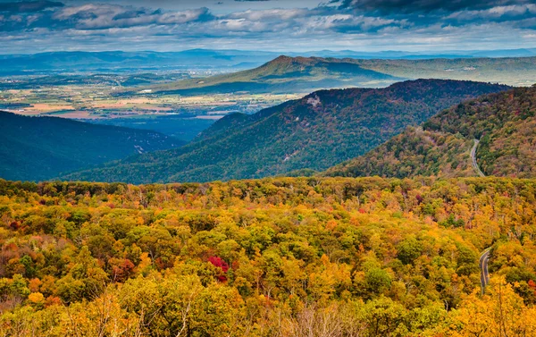 Podzimní pohled na blue ridge hory a údolí shenandoah fr — Stock fotografie