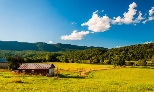 Barn and view of the Shenandoah River in the Shenandoah Valley, — Stock Photo, Image