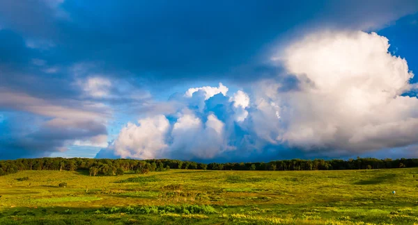 Schöne Abendwolken über großen Wiesen im Shenandoah National — Stockfoto