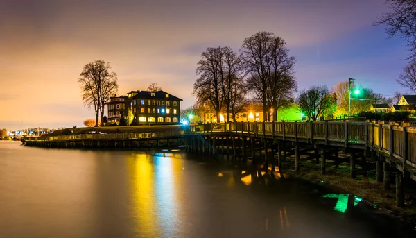 Strandpromenade entlang der Uferpromenade in der Nacht, im havre de grace, Mary — Stockfoto