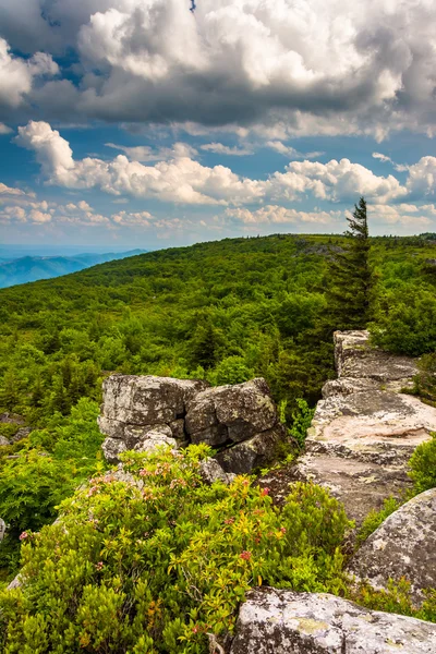 Stenblock och Visa av de appalachian bergen från bära stenar p — Stockfoto