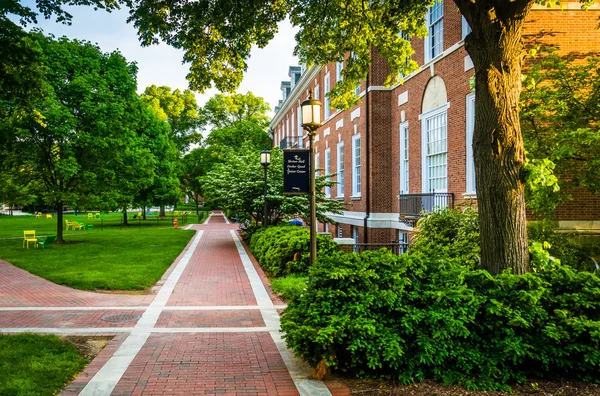 Passerelle et bâtiment en brique à l'Université John Hopkins, Baltimore — Photo