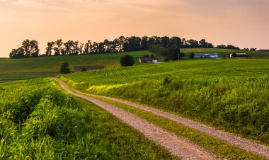 toprak yol ve tarım alanları kırsal Güney york county, pennsyl içinde