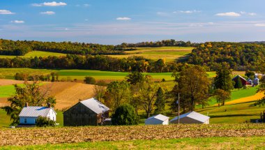 kırsal Güney york county, pennsy çiftlikleri erken sonbahar manzarası
