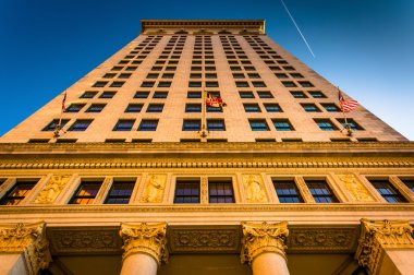 Baltimore, maryland highrise ışık akşam. 