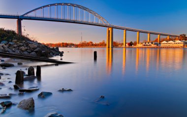 Evening long exposure of the bridge over the Chesapeake and Dela clipart