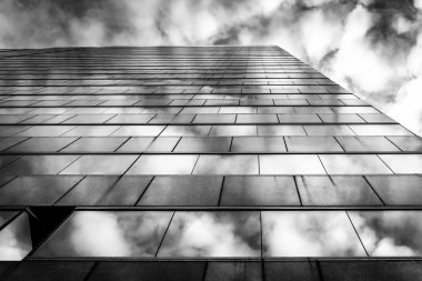 modern Cam mimari 250 West'in yansıtan gök akşam 