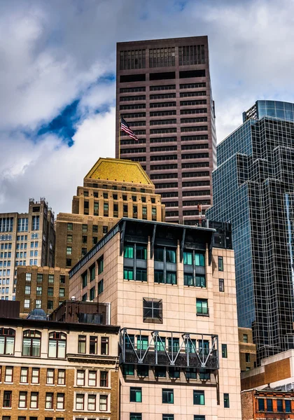 Cluster de edifícios no centro de Boston, Massachusetts — Fotografia de Stock