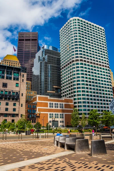 Cluster of skyscrapers in downtown Boston, Massachusetts. — Stock Photo, Image