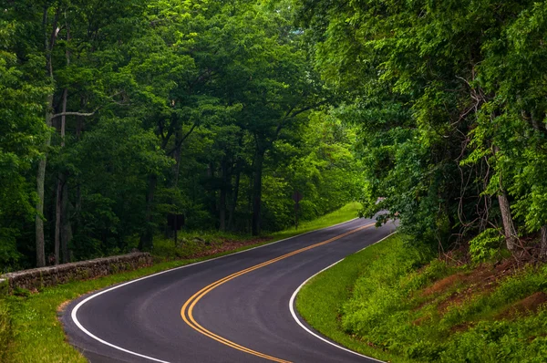 Courbe le long de Skyline Drive dans le parc national de Shenandoah, Virginie . — Photo