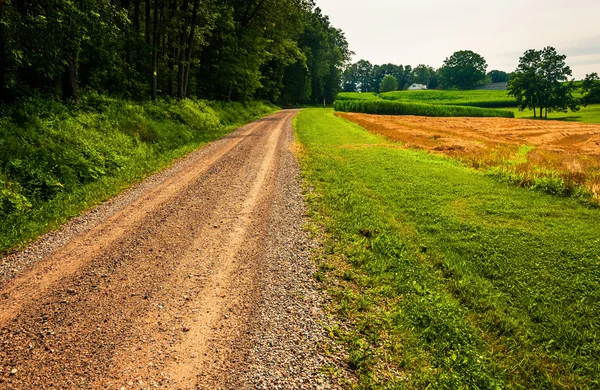 Onverharde weg in de landelijke countyside van zuidelijke york county, penns — Stockfoto