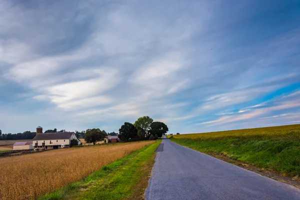 Farm vidéki lancaster county, pennsylvani egy ország úton — Stock Fotó