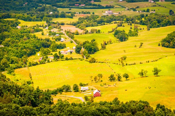 Farms in the Shenandoah Valley, seen from Skyline Drive in Shena — Stock Photo, Image