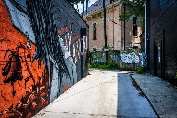 Graffiti in an alley in Little Five Points, Atlanta, Georgia. — Stock Photo, Image