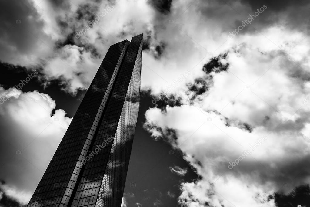 Clouds over the modern John Hancock Building in Boston, Massachu