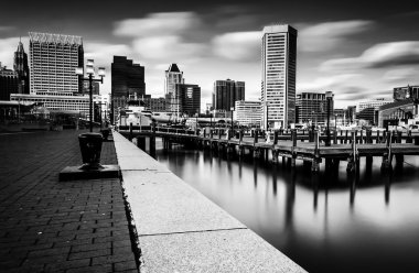 baltimore manzarası ve iç liman promenad uzun pozlama