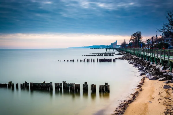 Dlouhé expozice nábřeží v north beach, maryland. — Stock fotografie