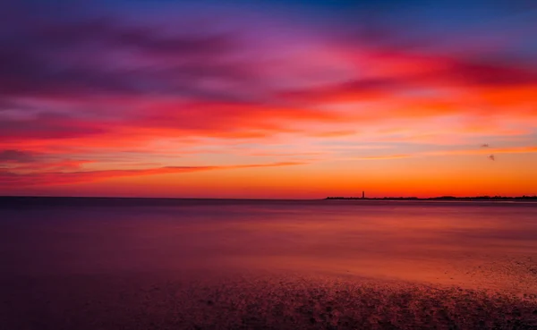 Longue exposition sur l'océan Atlantique au coucher du soleil, Cap Mai, New Jer — Photo