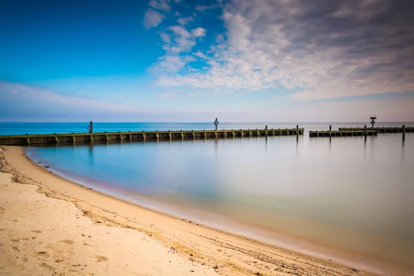 Lange Belichtung am Ufer der Chesapeake-Bucht, am Nordstrand — Stockfoto