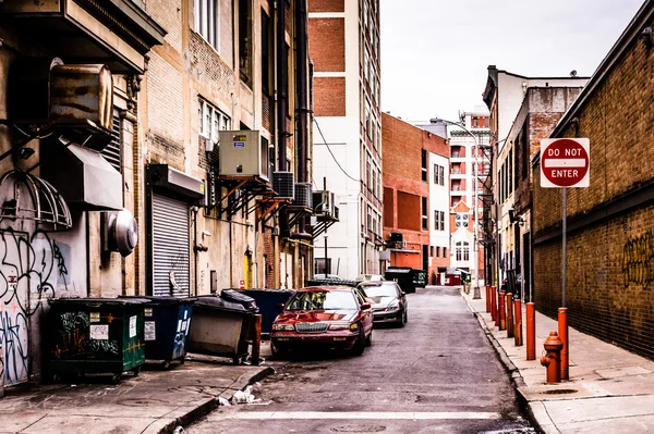 Úzké uličky v centru města Filadelfie, Pensylvánie. — Stock fotografie