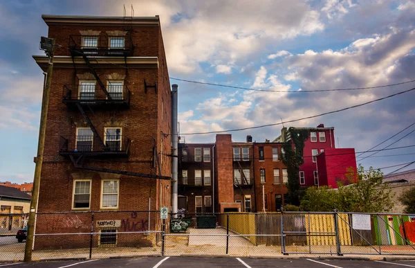 Baltimore, maryland'ın eski binalarda. — Stok fotoğraf