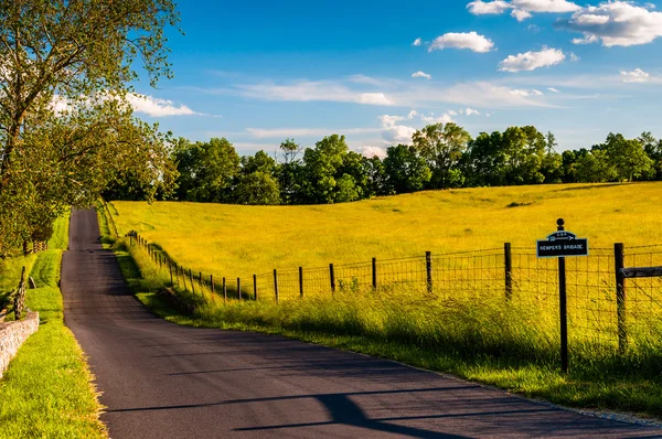 Camino pavimentado a través de campos y colinas en Antietam National Battlef — Foto de Stock