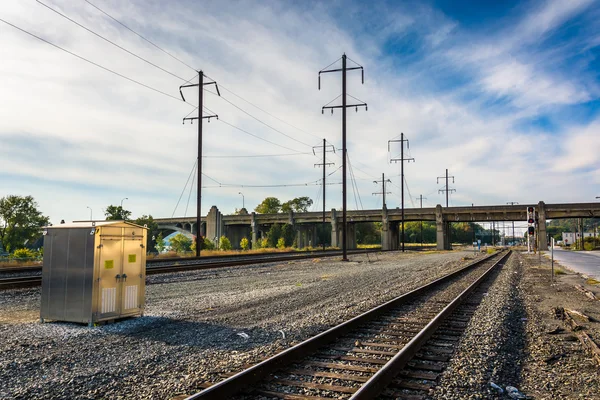 Railroad tracks in Columbia, Pennsylvania. — Stock Photo, Image