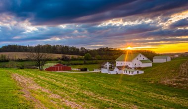 günbatımı kırsal york County, pennsylvania bir çiftlik üzerinde. 