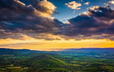 Sunset shenando manzarası sürücüden shenandoah Vadisi üzerinde