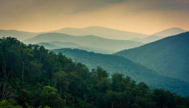 blue ridge dağlarının manzarası gördüm, shenandoah sürücü 