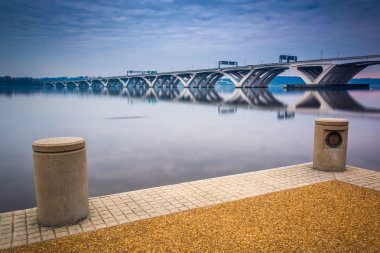 The Woodrow Wilson Bridge, seen from the Potomac River waterfron clipart